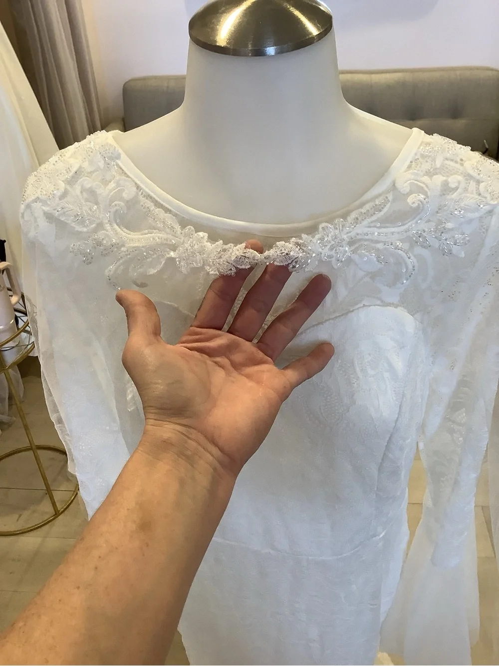 Cathedral Length Bridal Cape | Beaded Lace Shoulder Cape
